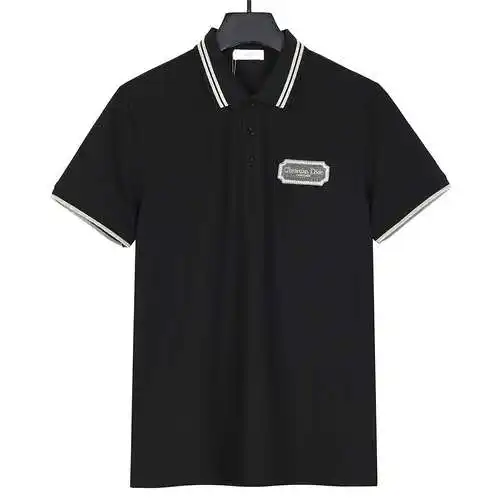 Dior CD 24SS embroidered small label high-end goods summer men's lapel short-sleeved T-shirt