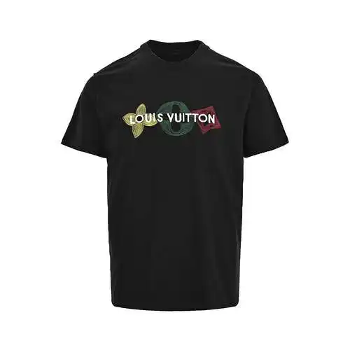 LV/Louis Vuitton 24ss embroidered three-letter short sleeves
