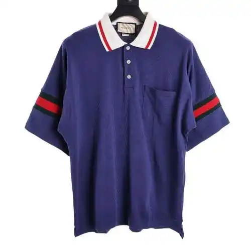 GUC 23SS patch-sleeved web short-sleeved POLO shirt