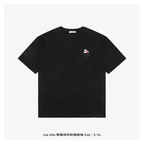 Loe 24ss panda embroidered short sleeves