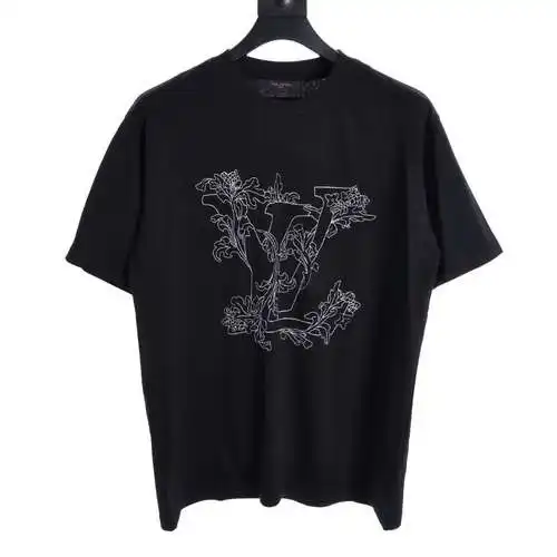 LV floral large logo embroidered short-sleeved T-shirt