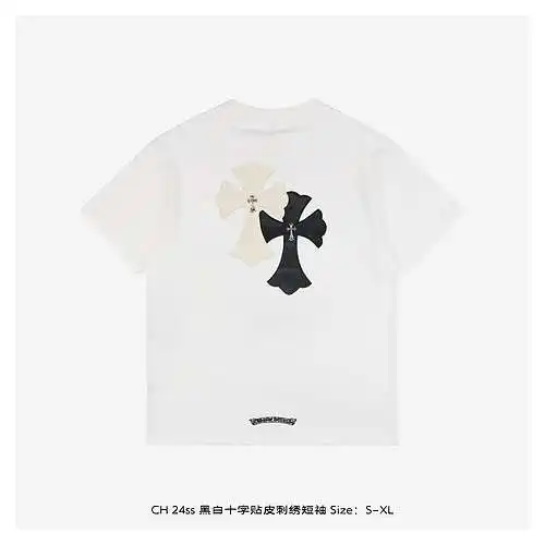 CH 24ss black and white cross patch embroidered short sleeves