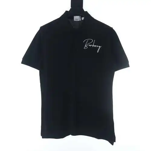 Burberry BBR 22ss artistic signature short-sleeved polo shirt black