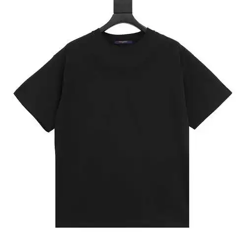1V 24ss Dark pattern neckline letters and old flower embossed embossed short-sleeved T-shirt