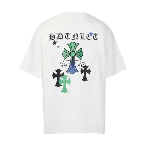 CH Crow Heart Sanskrit Cross Print Short Sleeves
