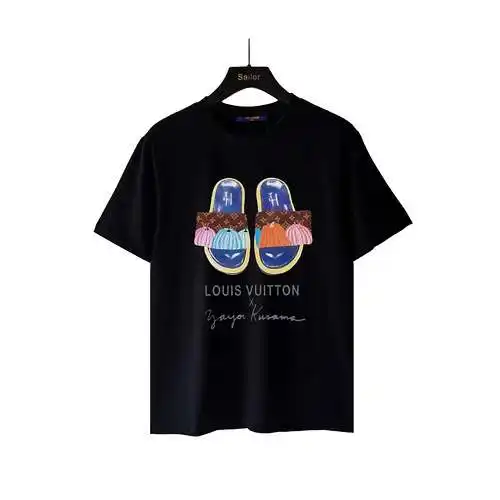 LV Louis Denwei 24SS pumpkin slippers logo printed short-sleeved T-shirt