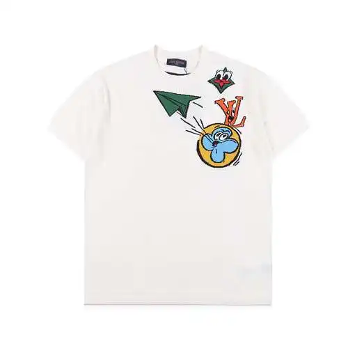 LV Louis Vuitton aircraft jacquard round neck knitted short sleeves