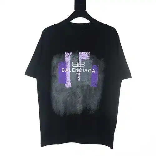 Balenciaga BLCG purple graphic letter print short-sleeved T-shirt