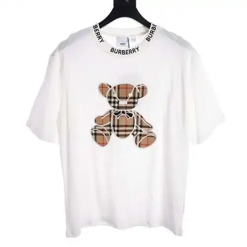 BBR teddy bear plaid patch embroidered short-sleeved T-shirt
