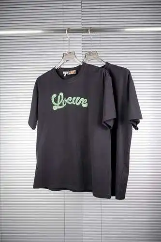 Loewe green letter embroidered short sleeves