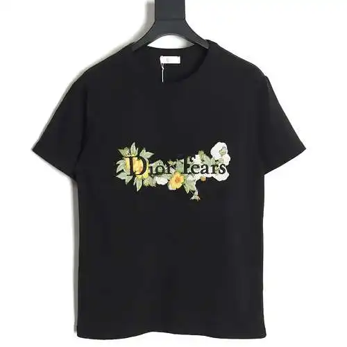 CD Dior 24SS embroidered floral lettering short-sleeved T-shirt
