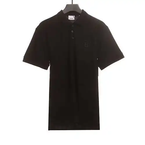 BBR Burberry pattern logo embroidery POLO black