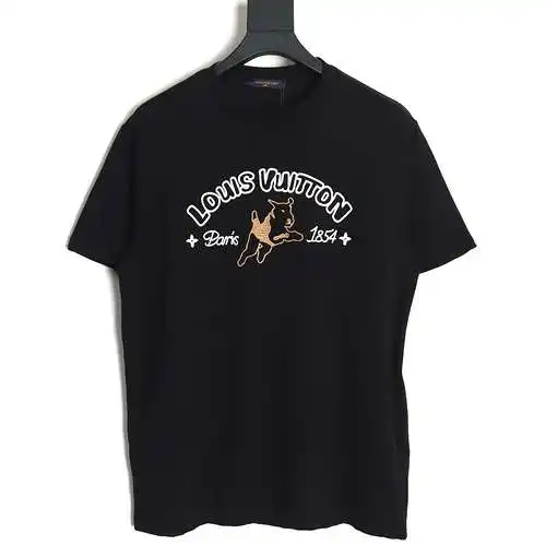 LV Louis Vuitton 24SS puppy embroidered short-sleeved T-shirt