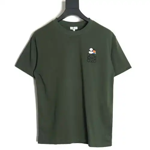 LE Loewe × Suna joint panda embroidered short-sleeved T-shirt