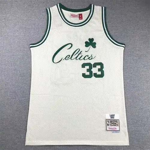 Celtics No. 33 Pájaro Crema Blanco