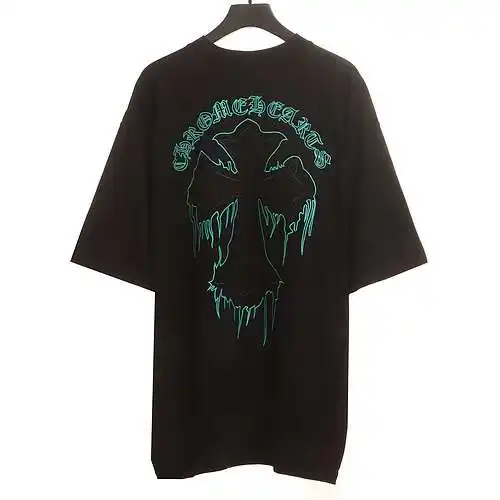 CH Crow Heart Fluid Sanskrit Big Cross Short Sleeve Black