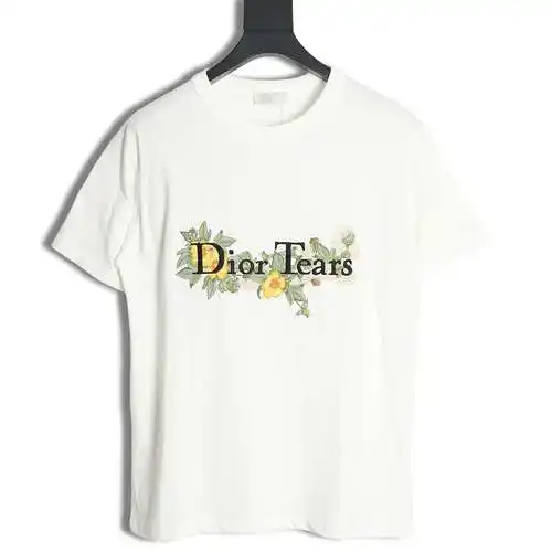 CD Dior 24SS embroidered floral lettering short-sleeved T-shirt