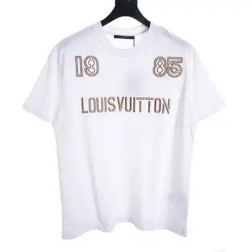 LV logo and 1985 three-dimensional embroidery short-sleeved T-shirt