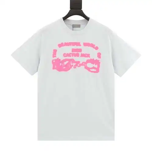 CD fluorescent letter print graphic element short-sleeved T-shirt