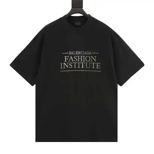 BLCG 24ss new FASHION INSTITUTE letter hot diamond short-sleeved T-shirt