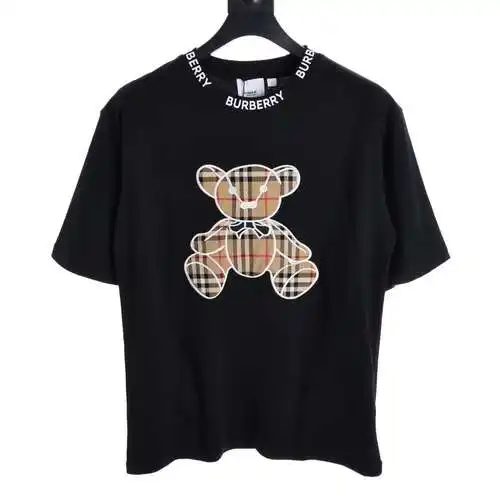 BBR teddy bear plaid patch embroidered short-sleeved T-shirt