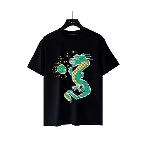 LV Louis Denwei 24SS pumpkin slippers logo printed short-sleeved T-shirt