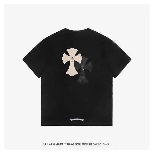 CH 24ss black and white cross patch embroidered short sleeves
