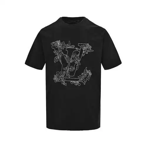 LV/Louis Vuitton 24ss floral large logo embroidered short sleeves