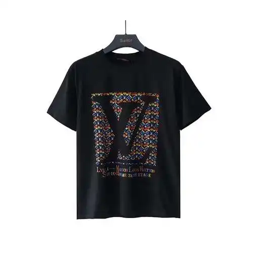 LV Louis Denwe 24SS tool pattern rainbow presbyopia letter print short-sleeved T-shirt