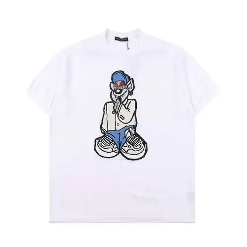 LV/Louis Vuitton 23SS rap cartoon character jacquard round neck knitted short sleeves