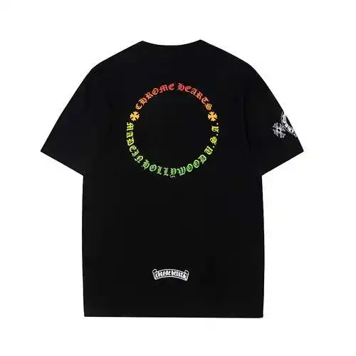 CH Crow Heart Sanskrit Rainbow Gradient Print Short Sleeve