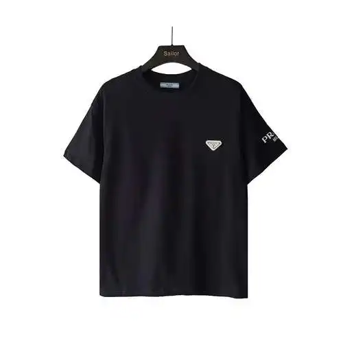 PRD Prada 24SS triangle logo hand sleeve printed short-sleeved T-shirt