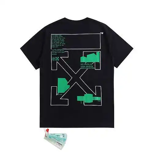 OW geometric fluorescent green arrow print short sleeves