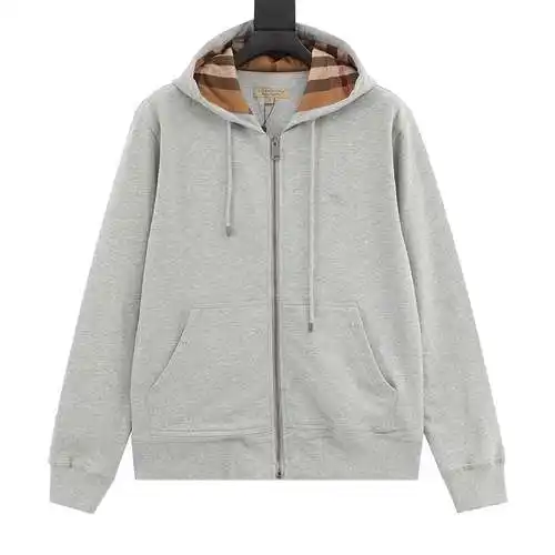 BBR Chest War Horse Embroidered Plaid Zipper Hooded Sweatshirt