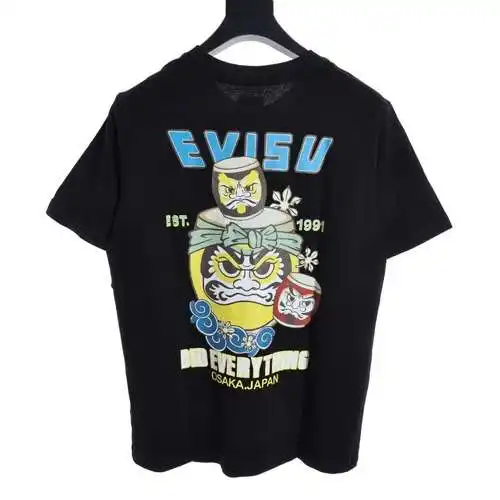 EV*ISU Lucky God Daiko Daruma 1991 pattern logo short sleeves
