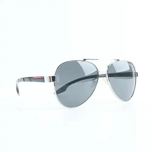 Prada PRD Smart and Enterprising Series Men's Business Toad Mirror Aviator Sunglasses Silver Gray