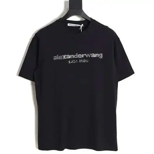 AW Alexander Wang 23SS rhinestone letters hot diamond short-sleeved T-shirt