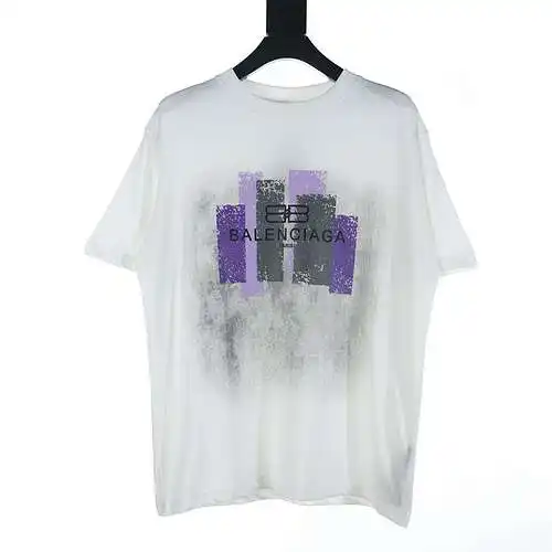 Balenciaga BLCG purple graphic letter print short-sleeved T-shirt