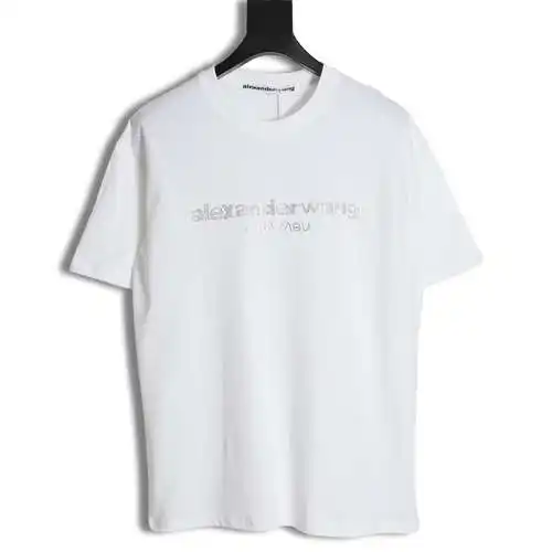 AW Alexander Wang 23SS rhinestone letters hot diamond short-sleeved T-shirt