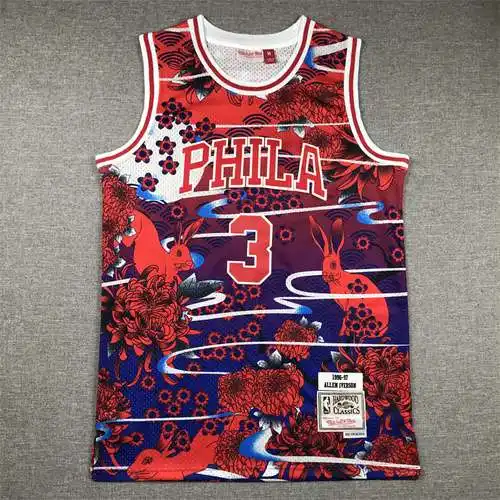 Temporada 23 Año del Conejo Edición Conmemorativa 76ers No. 3 Allen Iverson Rojo