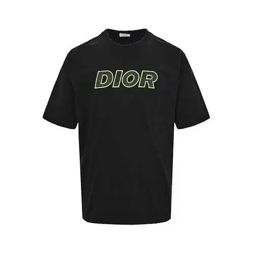 CD/Dior 24ss fluorescent green letter patch embroidered short sleeves