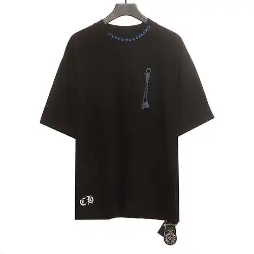 CH Crow Heart Dice Chain Sanskrit Print Short Sleeve Black