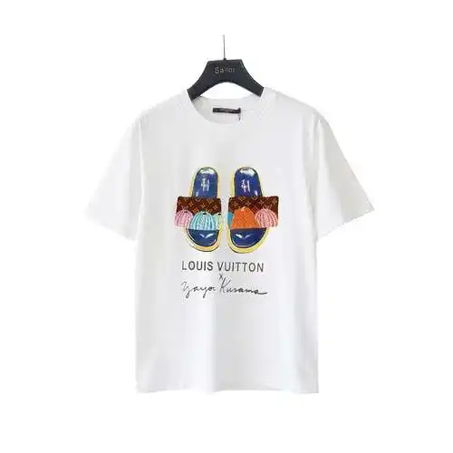LV Louis Denwei 24SS pumpkin slippers logo printed short-sleeved T-shirt