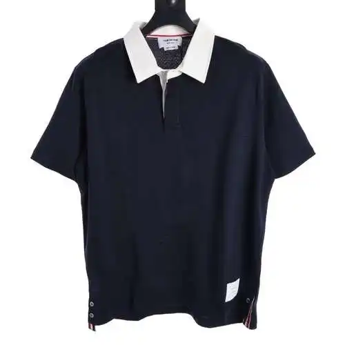 TB 24 early spring style contrast collar short-sleeved POLO shirt royal blue