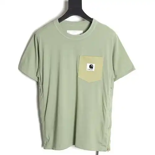 Sa*cai x car*hartt 24SS Carhart joint side zipper short-sleeved T-shirt