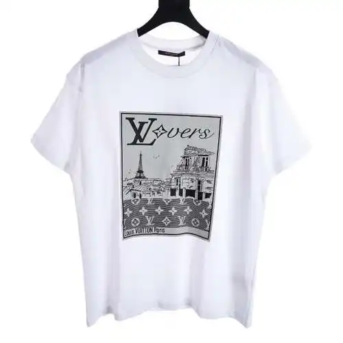 LV logo tower square print short-sleeved T-shirt