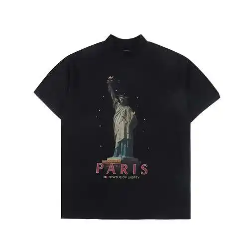 Camiseta de manga corta con estampado de Estatua de la Libertad estilo pasarela BLCG/Balenciaga 24ss