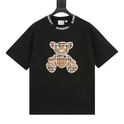 BBR teddy bear plaid patch embroidered short-sleeved T-shirt