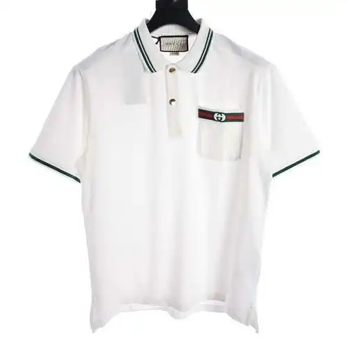 GC green webbing pocket college short-sleeved polo shirt