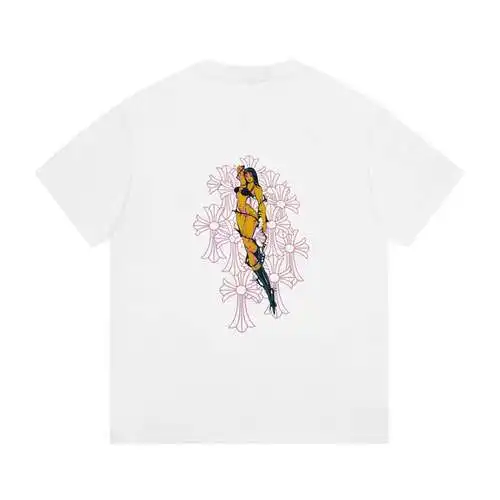 CH Crow Heart 24ss limited edition flocked cross short-sleeved T-shirt